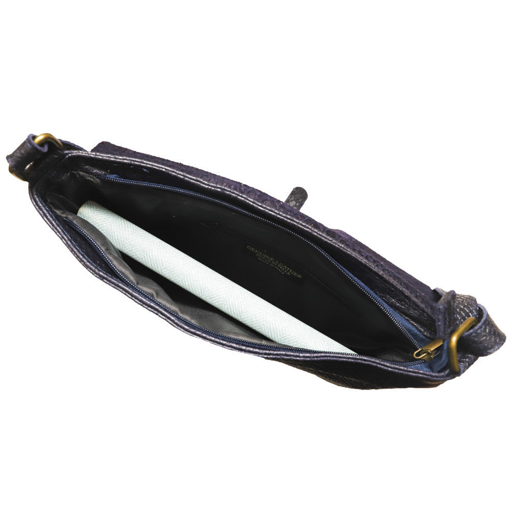 Sac à main en cuir italien façon serpent COQUETTE E.L. Bleu marine
