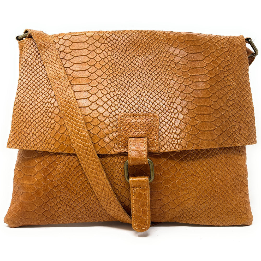 Sac à main en cuir italien façon serpent COQUETTE E.L. Camel