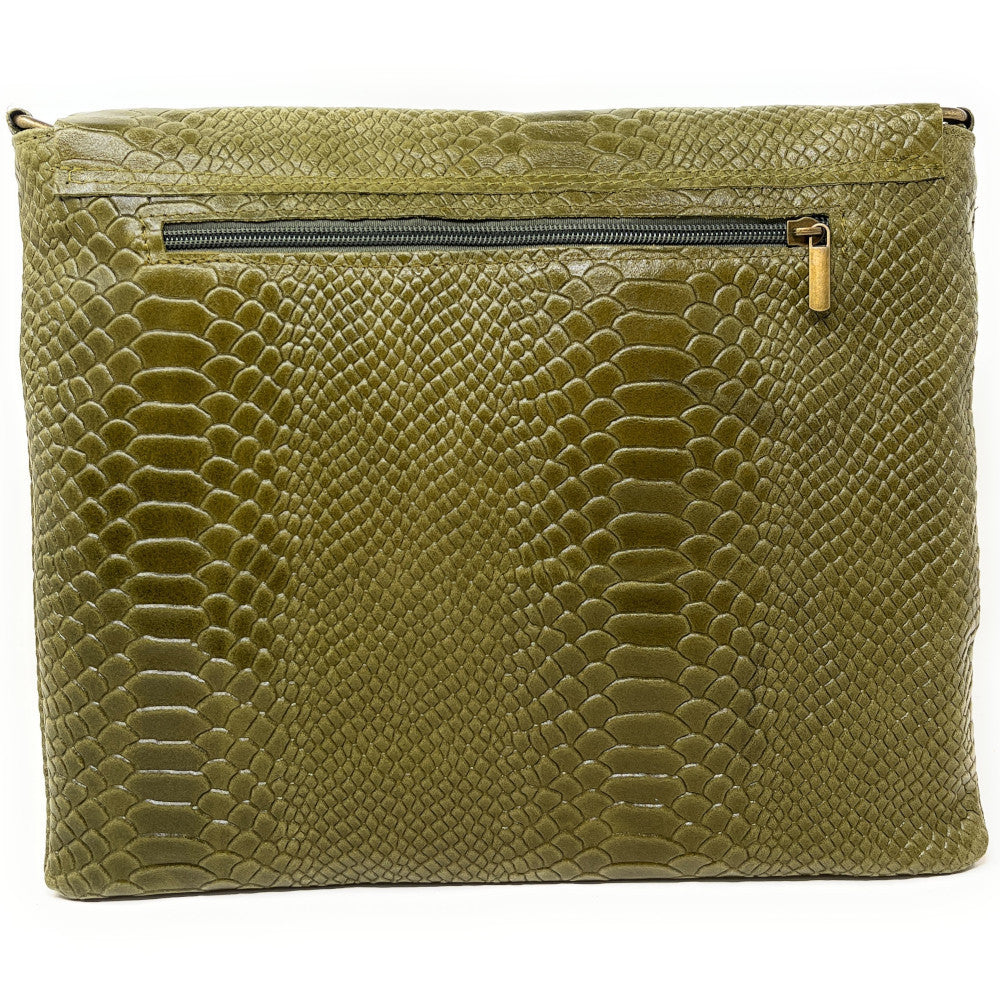 Sac à main en cuir italien façon serpent COQUETTE E.L. Kaki
