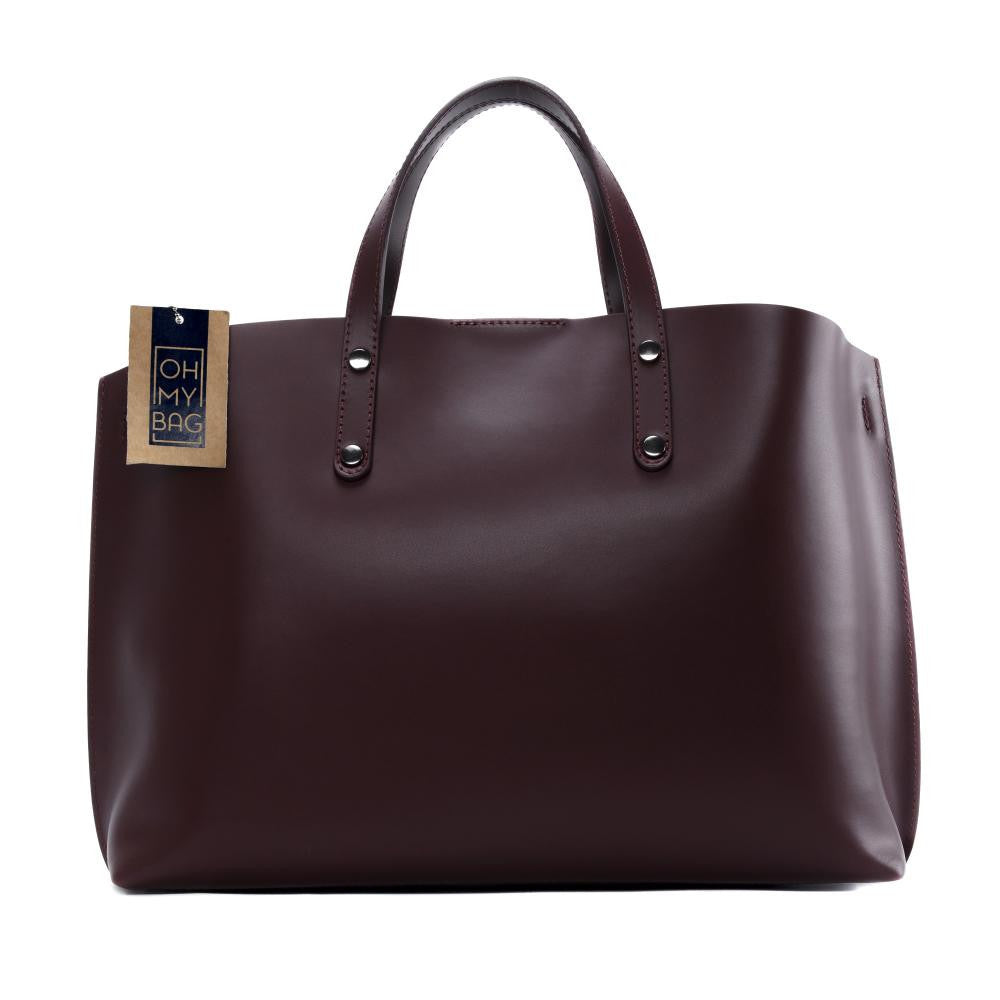 Grand sac à main en cuir glacé CHANTILLY Rouge bordeaux