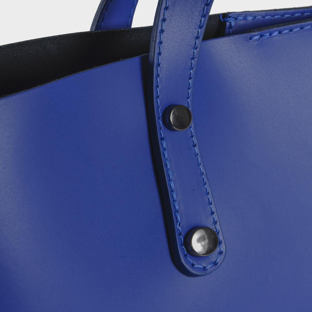 Grand sac à main en cuir glacé CHANTILLY Bleu roi