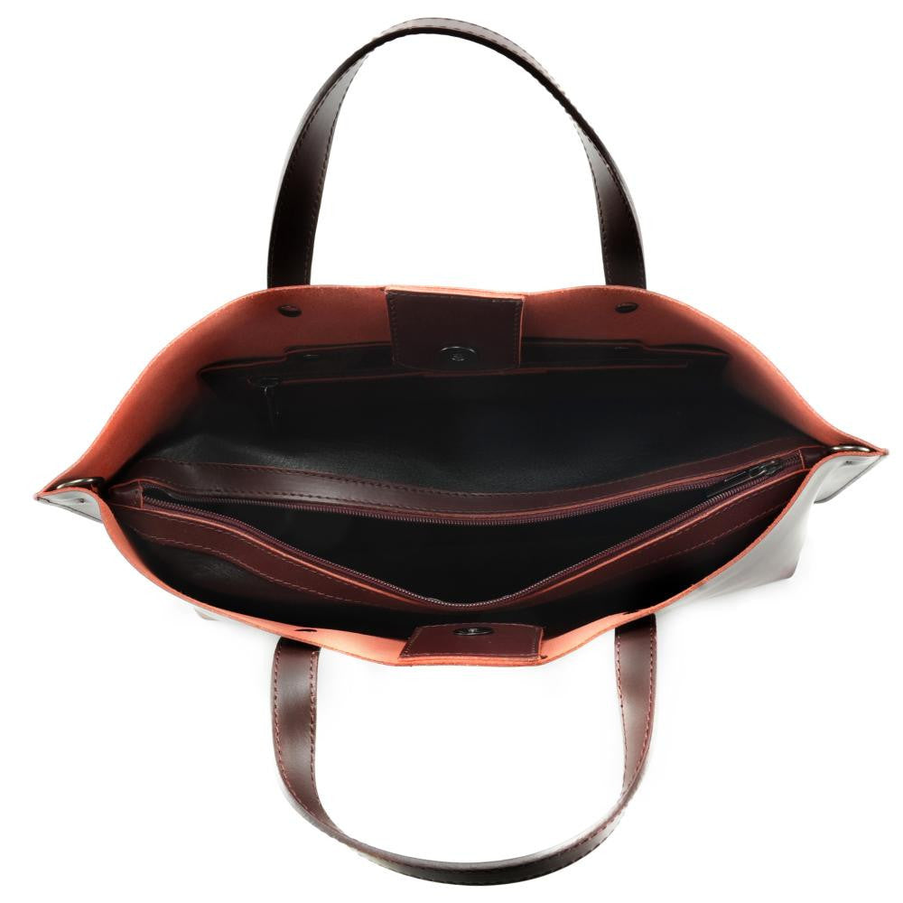 Grand sac à main en cuir glacé CHANTILLY Rouge bordeaux