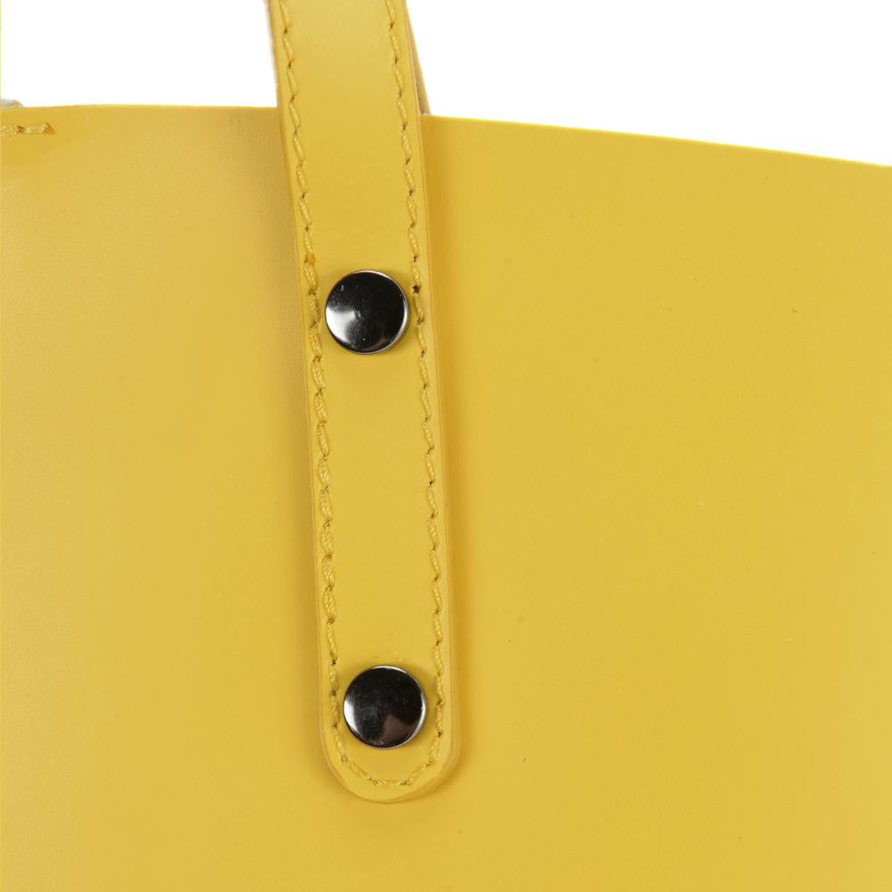 Grand sac à main en cuir glacé CHANTILLY Jaune tournesol