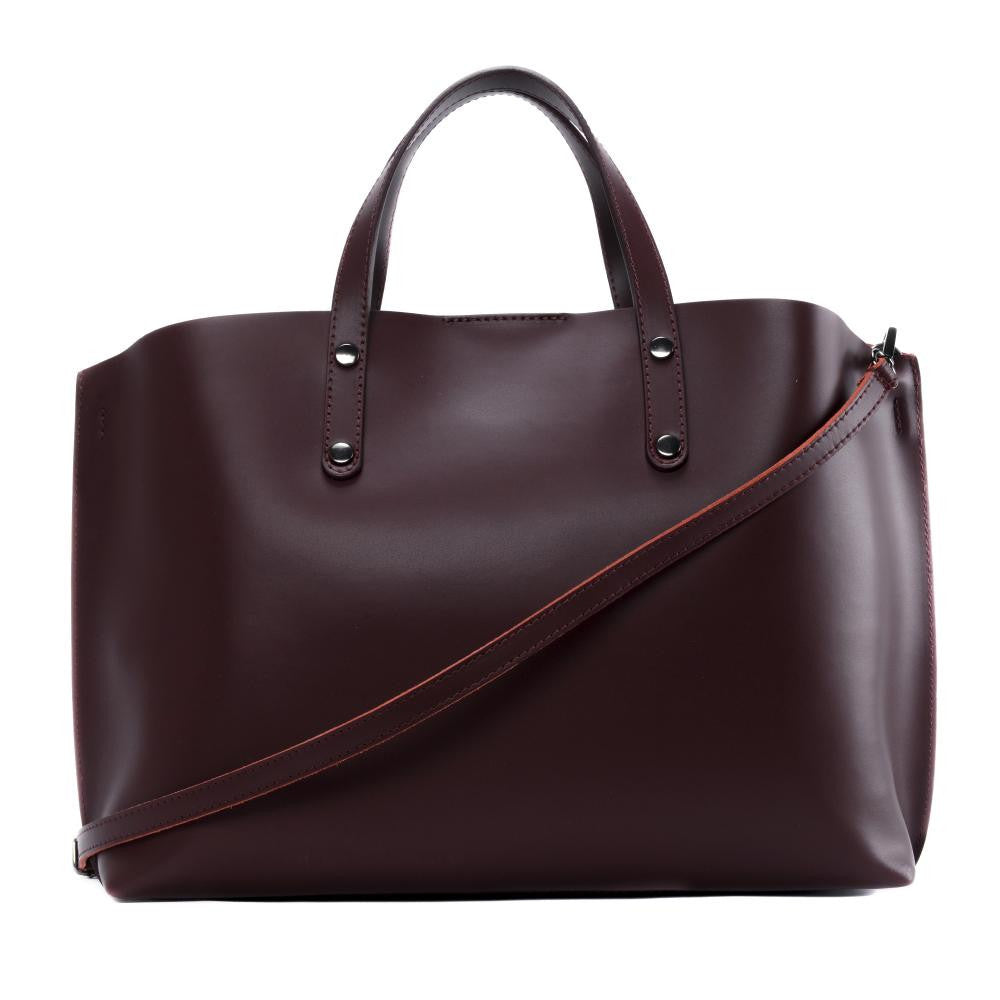 Grand sac à main en cuir glacé CHANTILLY Rouge bordeaux