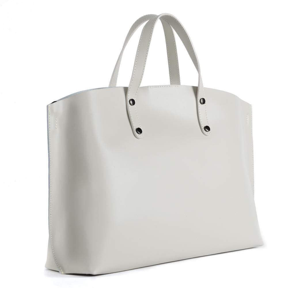 Grand sac à main en cuir glacé CHANTILLY Beige crème