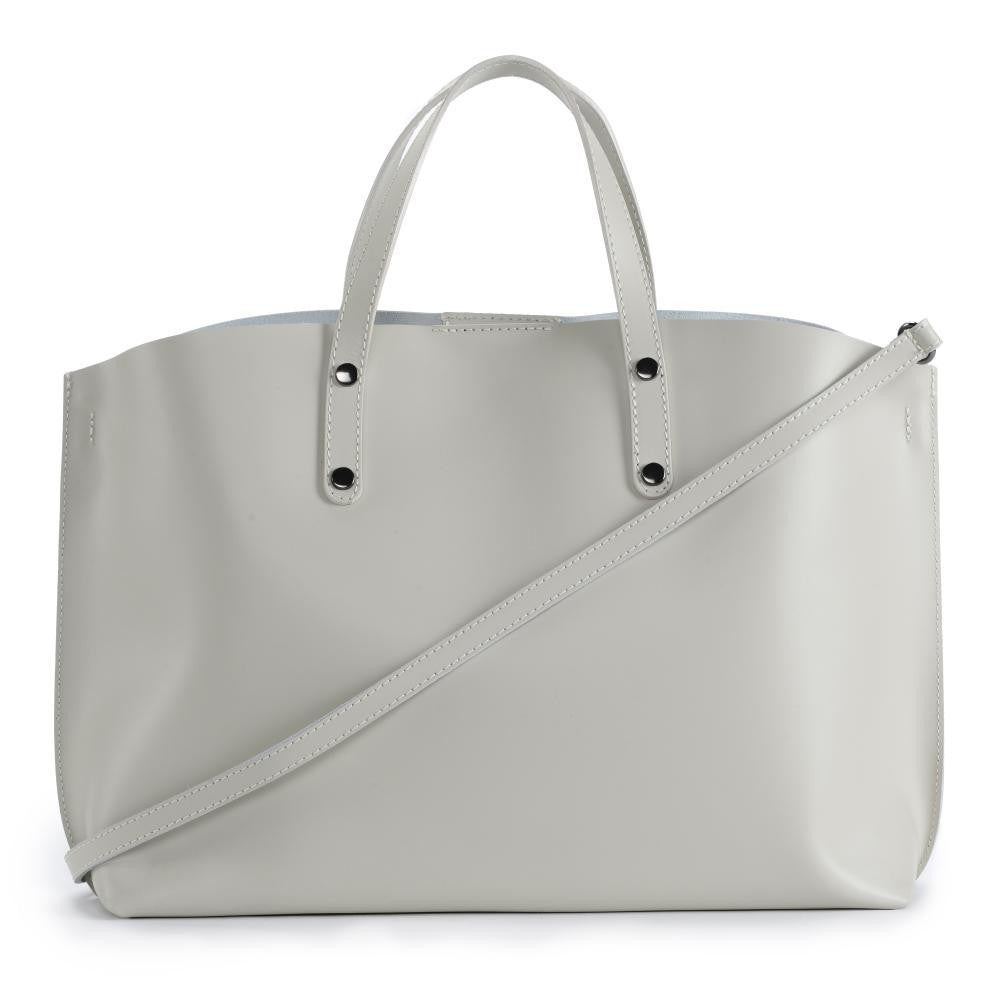 Grand sac à main en cuir glacé CHANTILLY Beige crème