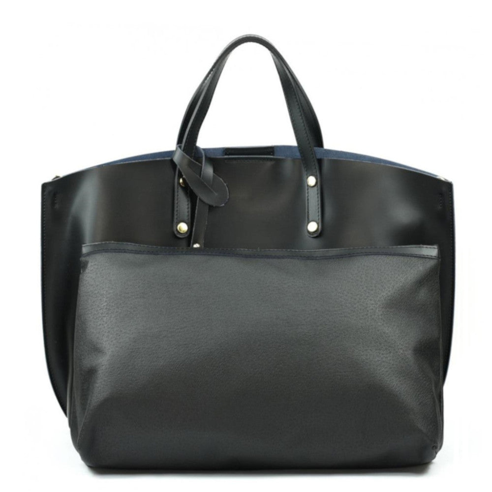 Grand sac à main en cuir glacé CHANTILLY Noir