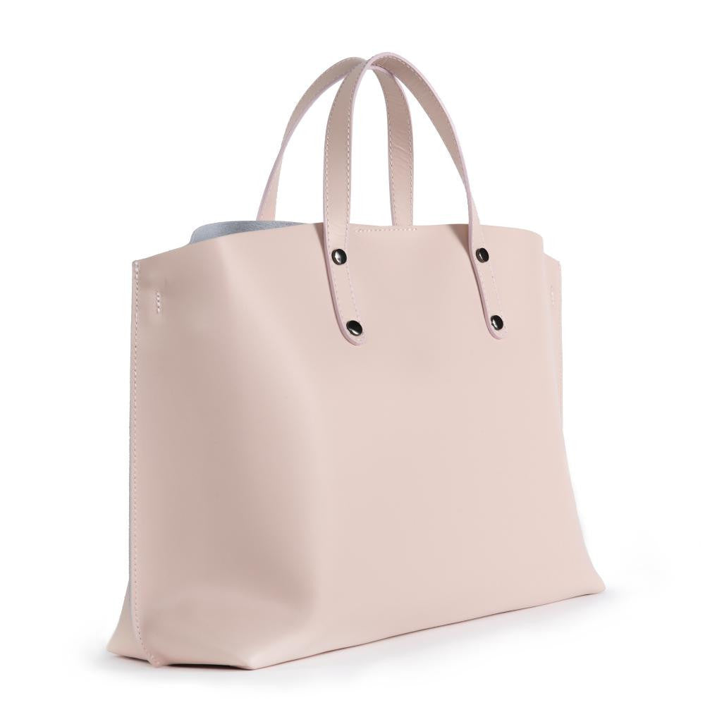 Grand sac à main en cuir glacé CHANTILLY Rose nude