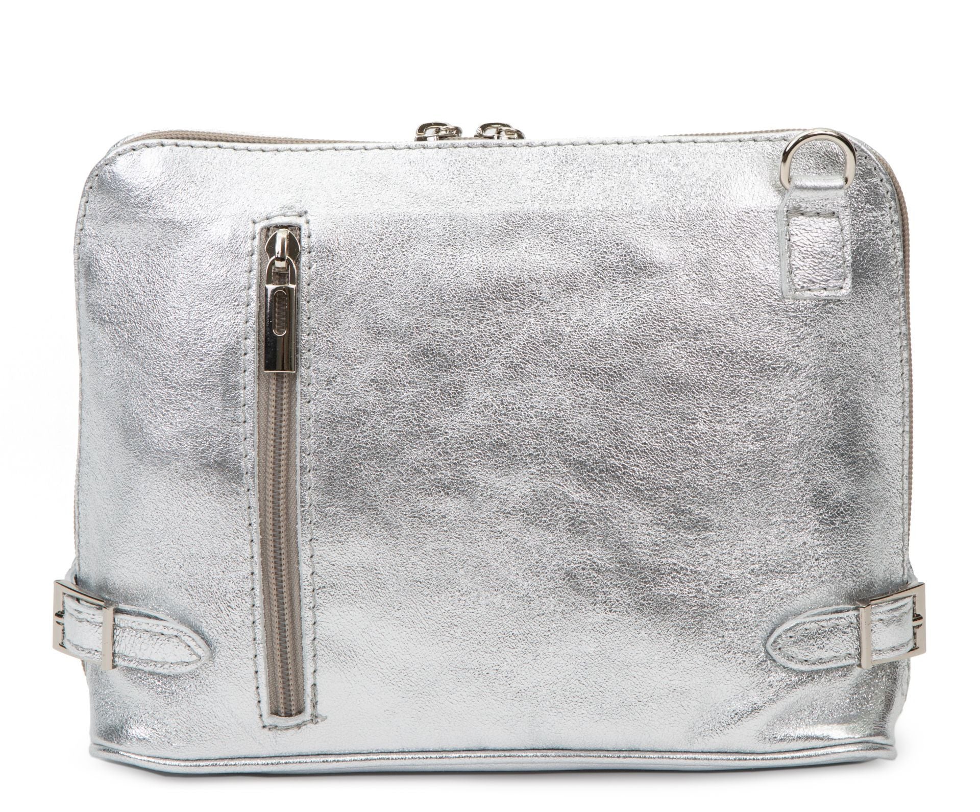 Sac à main en cuir italien grainé MAMMA MIA Argent clair