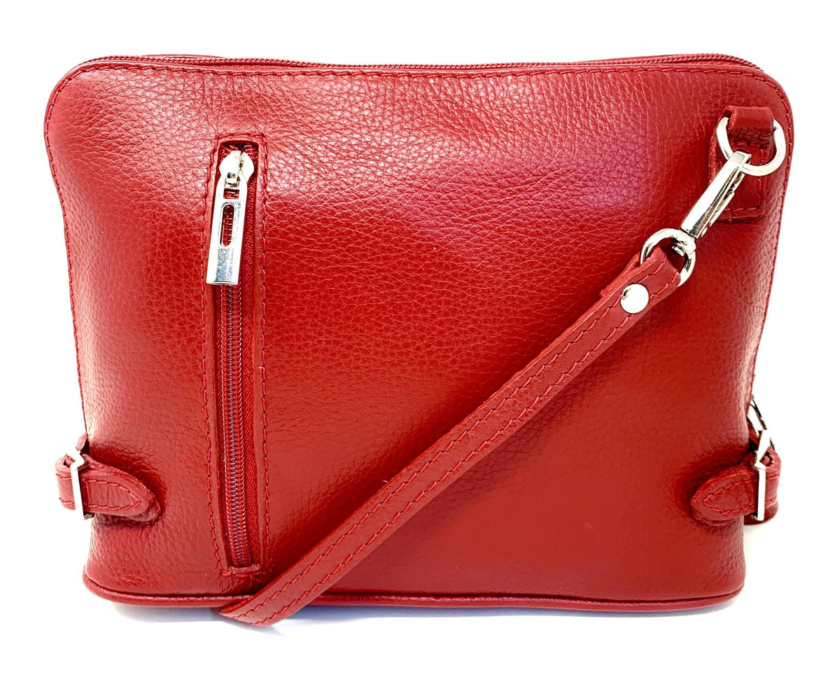 Sac à main en cuir italien grainé MAMMA MIA Rouge garance