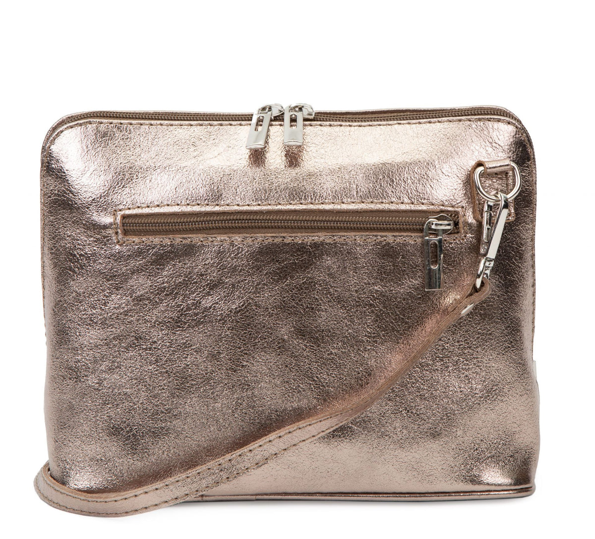 Sac à main en cuir italien grainé MAMMA MIA Champagne irisé