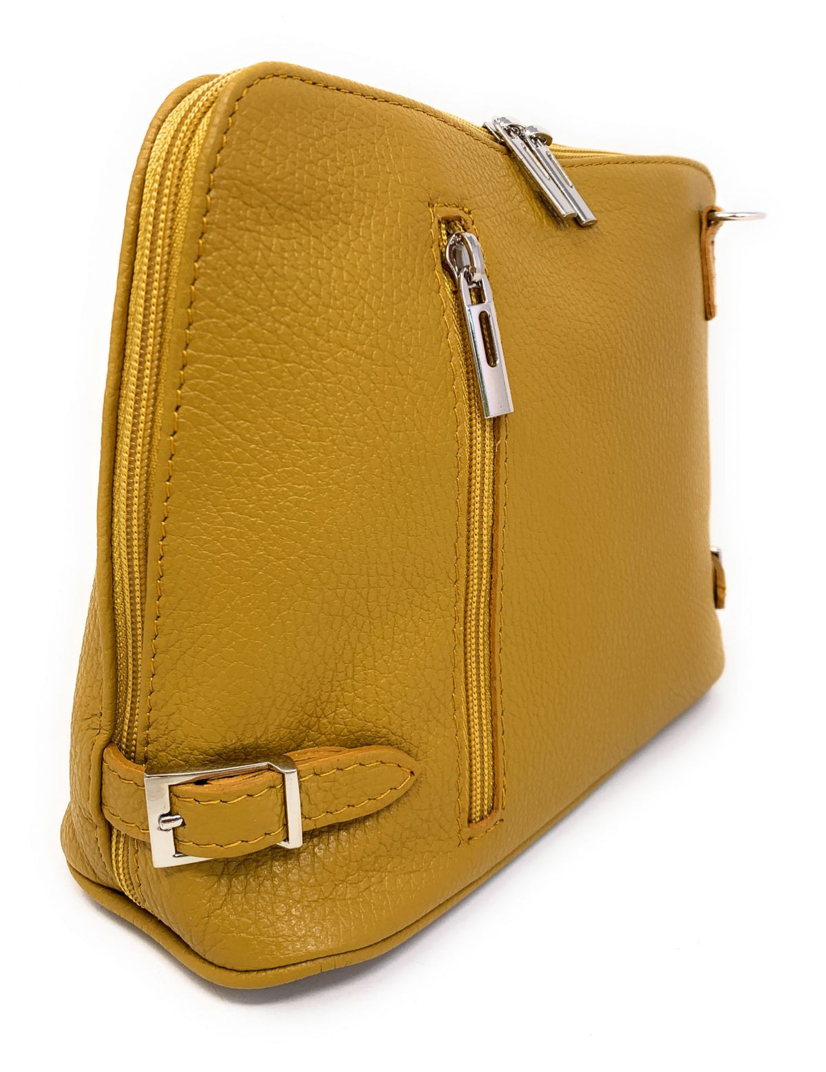 Sac à main en cuir italien grainé MAMMA MIA Jaune Moutarde