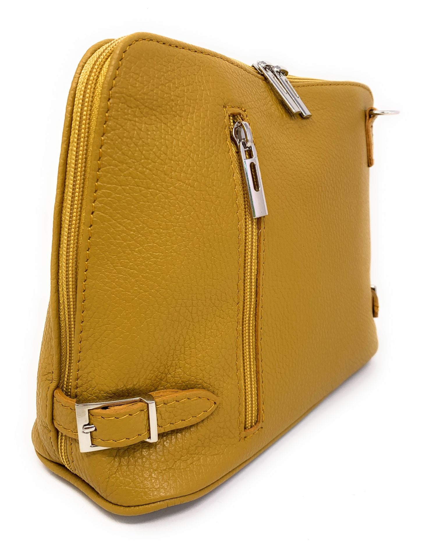 Sac à main en cuir italien grainé MAMMA MIA Jaune Moutarde
