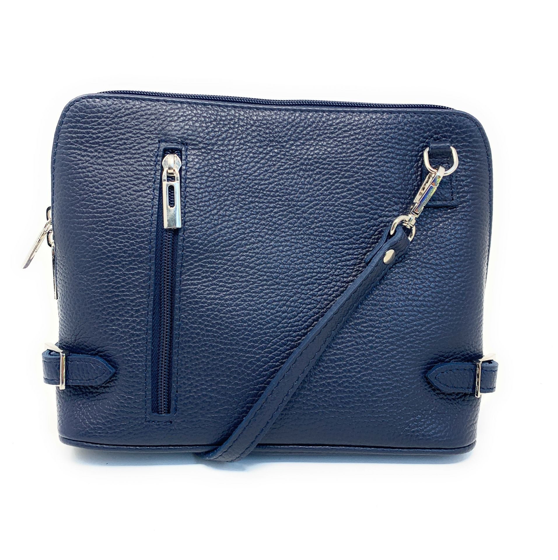 Sac à main en cuir italien grainé MAMMA MIA Bleu marine