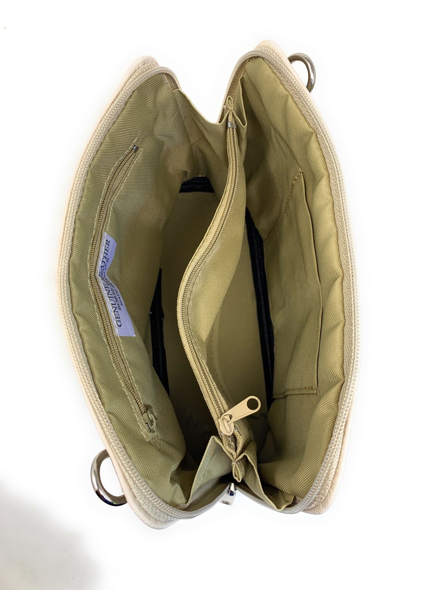 Sac à main en cuir italien grainé MAMMA MIA Beige crème