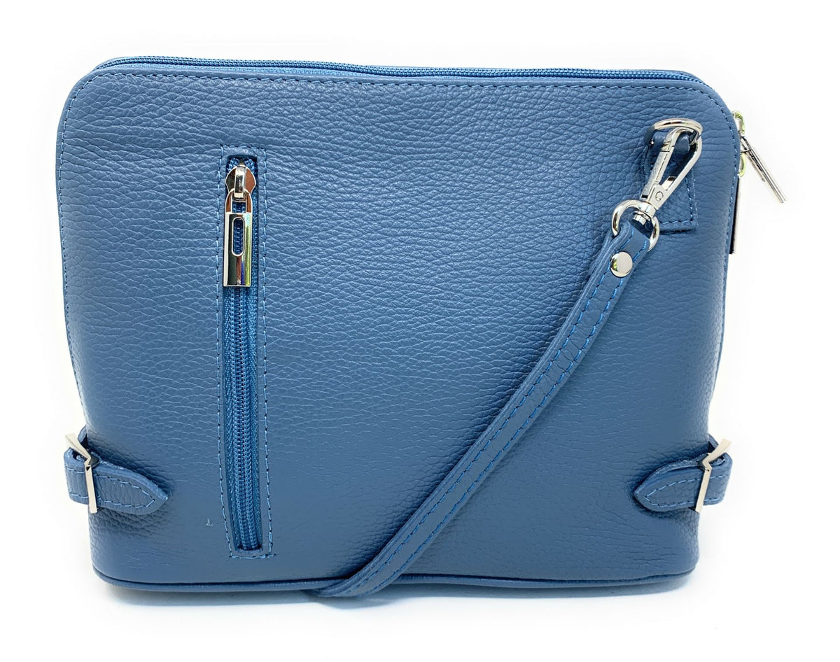 Sac à main en cuir italien grainé MAMMA MIA Bleu glacier