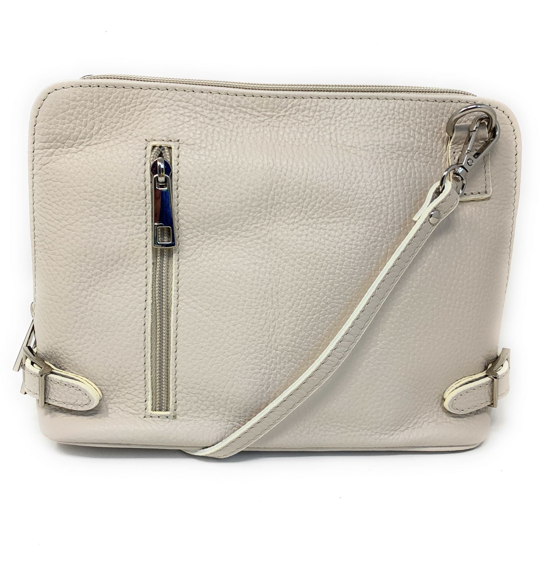Sac à main en cuir italien grainé MAMMA MIA Beige crème
