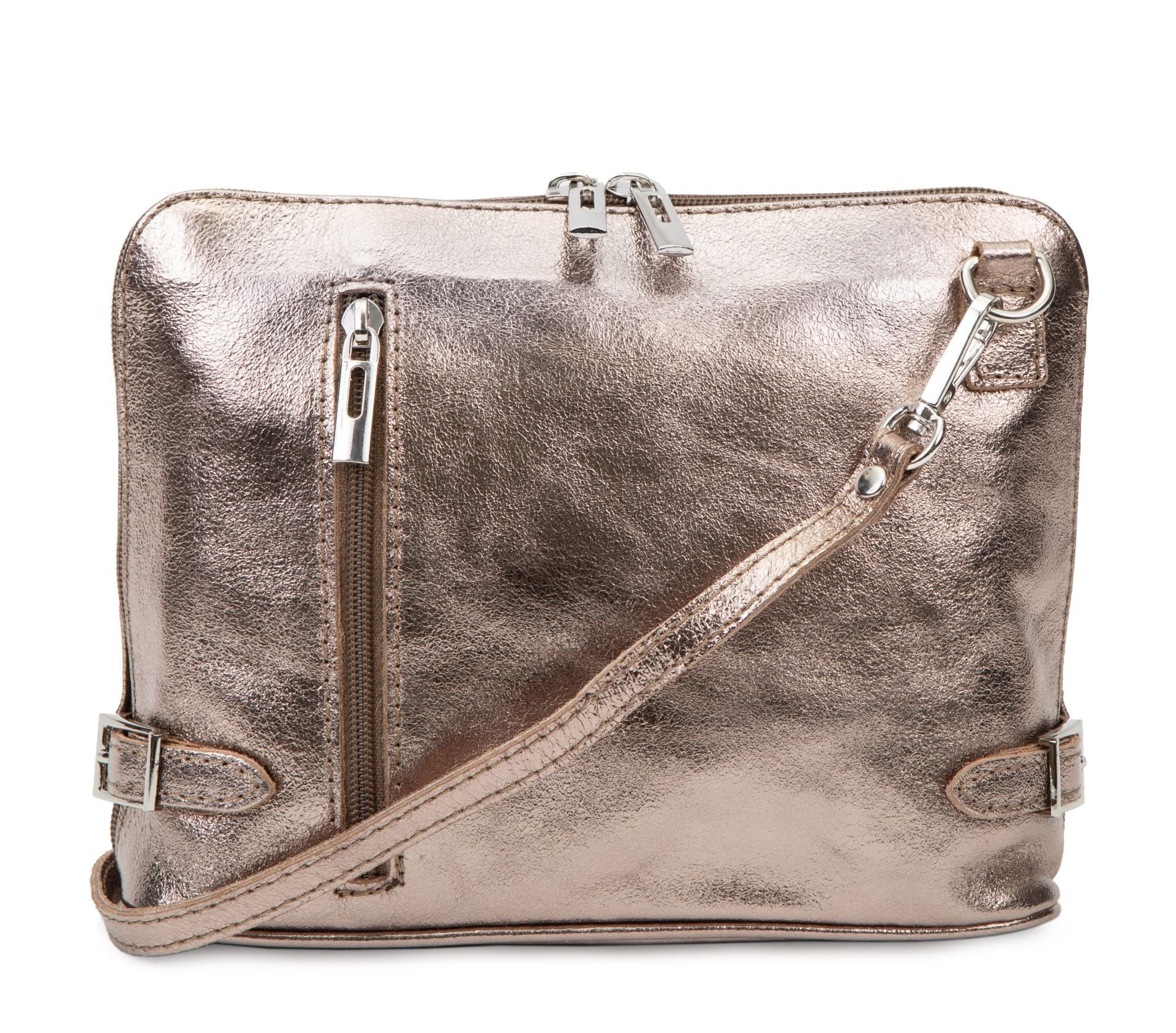 Sac à main en cuir italien grainé MAMMA MIA Champagne irisé