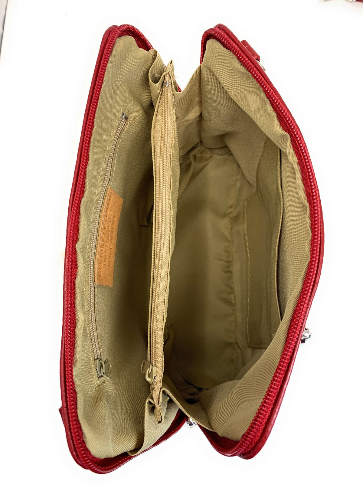 Sac à main en cuir italien grainé MAMMA MIA Rouge garance