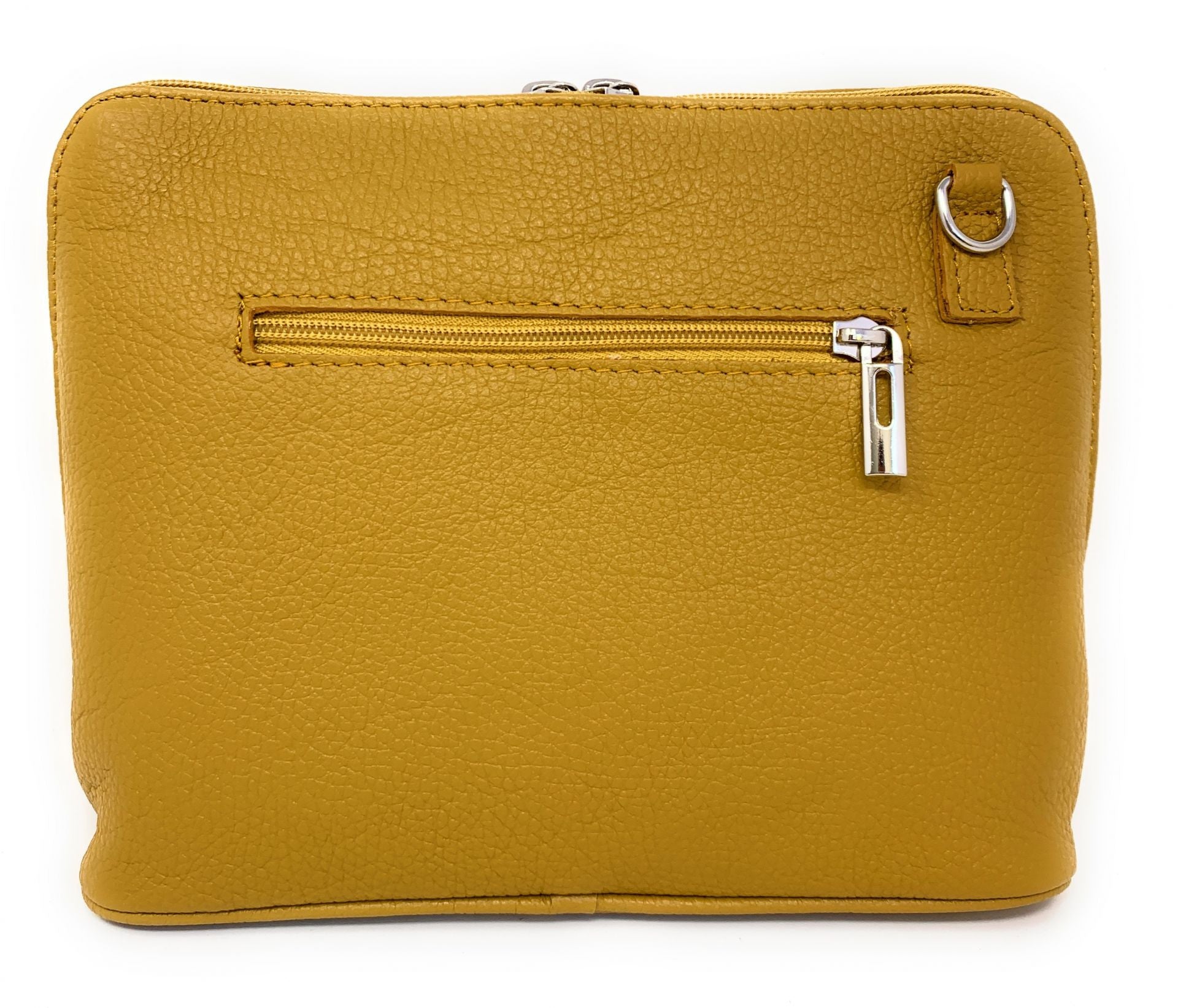 Sac à main en cuir italien grainé MAMMA MIA Jaune Moutarde