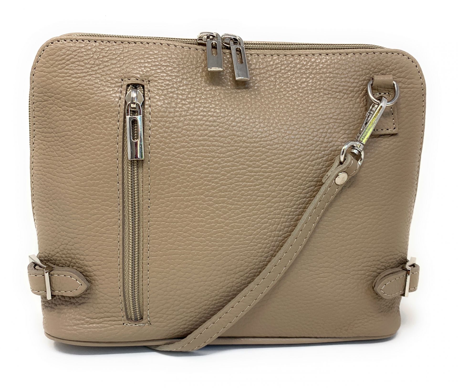 Sac à main en cuir italien grainé MAMMA MIA Taupe foncé
