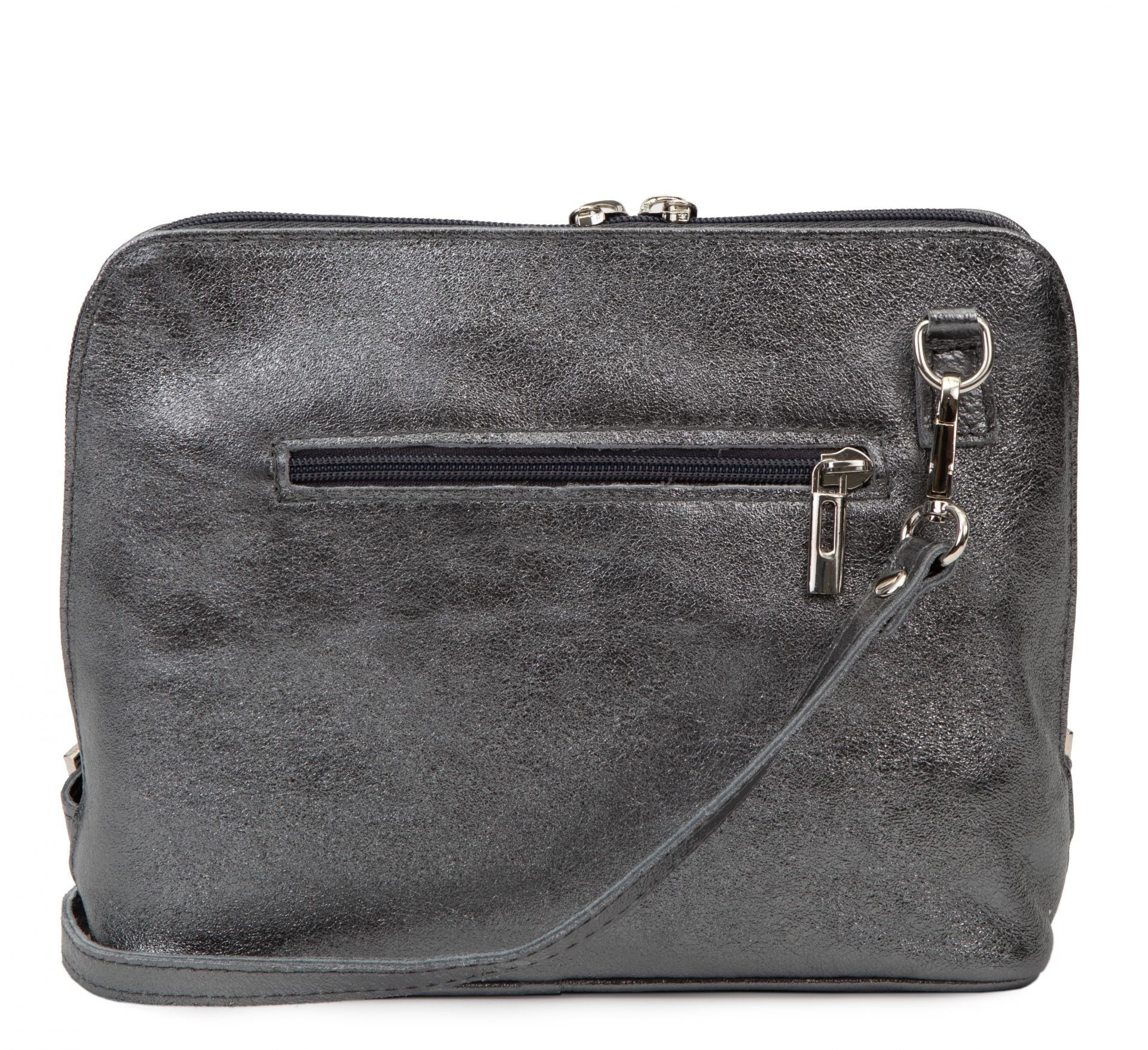 Sac à main en cuir italien grainé MAMMA MIA Argent foncé