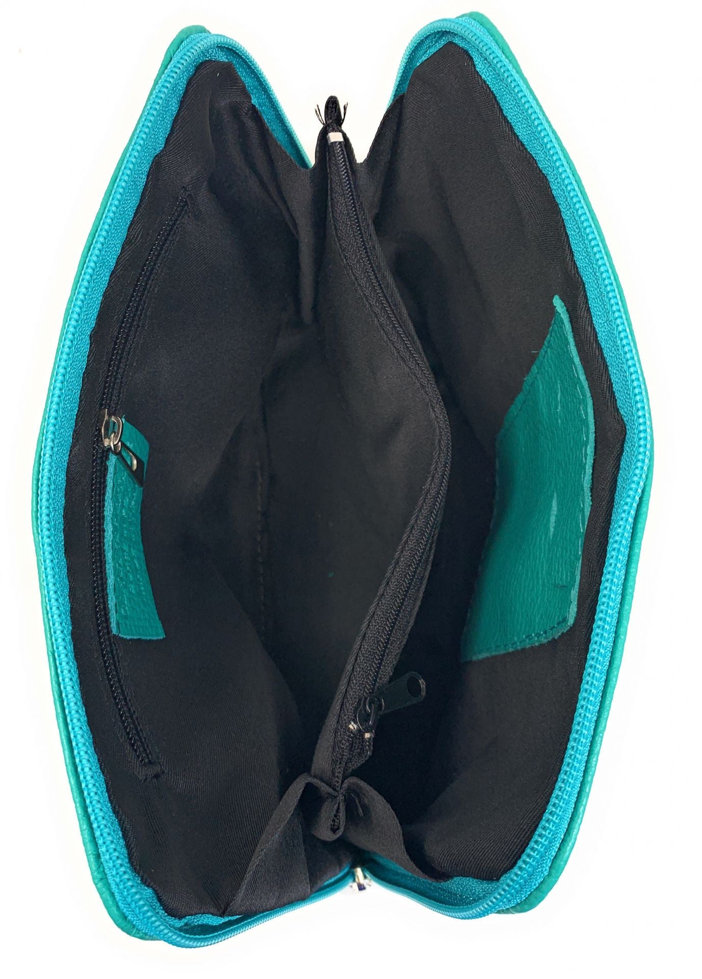 Sac à main en cuir italien grainé MAMMA MIA Bleu turquoise