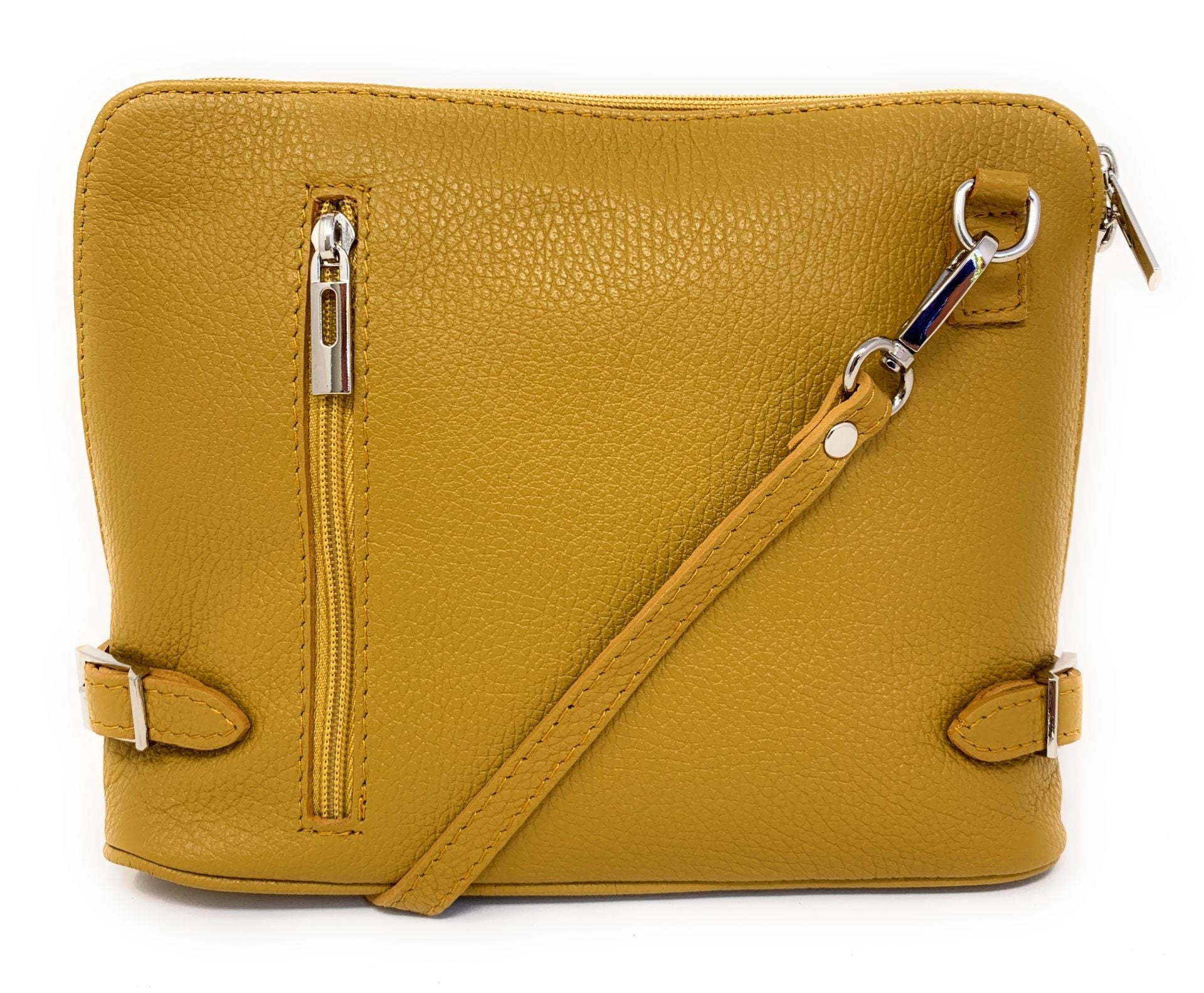 Sac à main en cuir italien grainé MAMMA MIA Jaune Moutarde