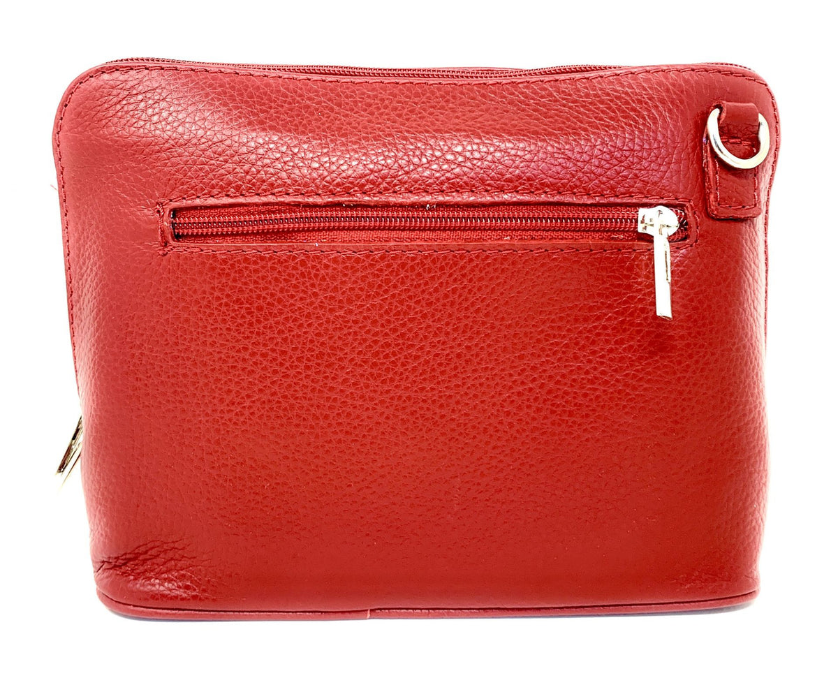 Sac à main en cuir italien grainé MAMMA MIA Rouge garance