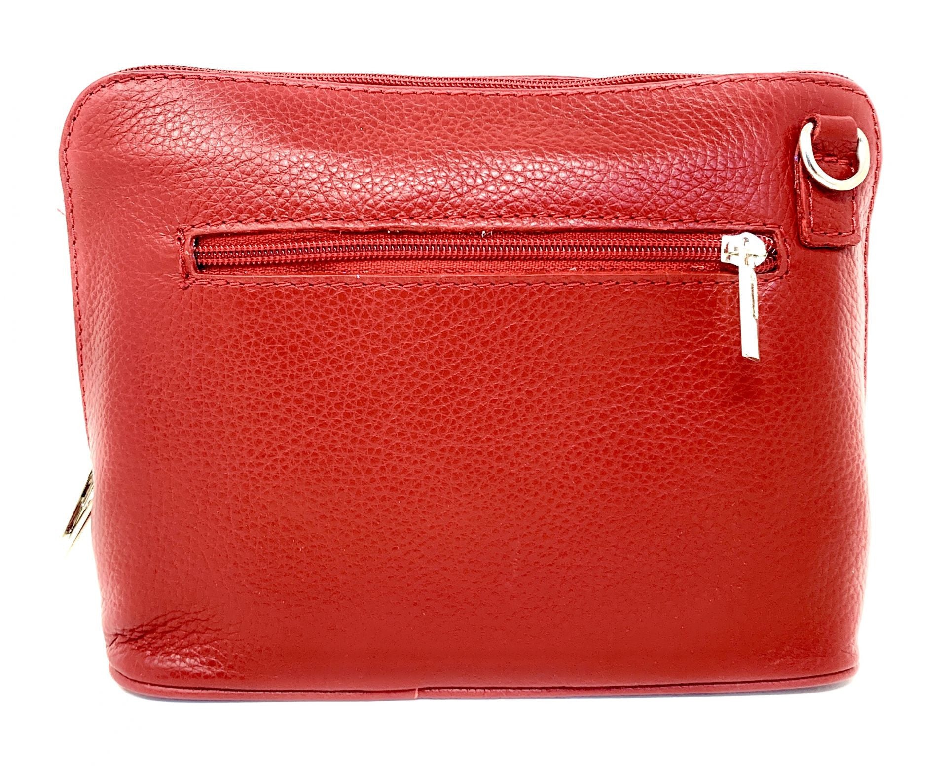 Sac à main en cuir italien grainé MAMMA MIA Rouge garance