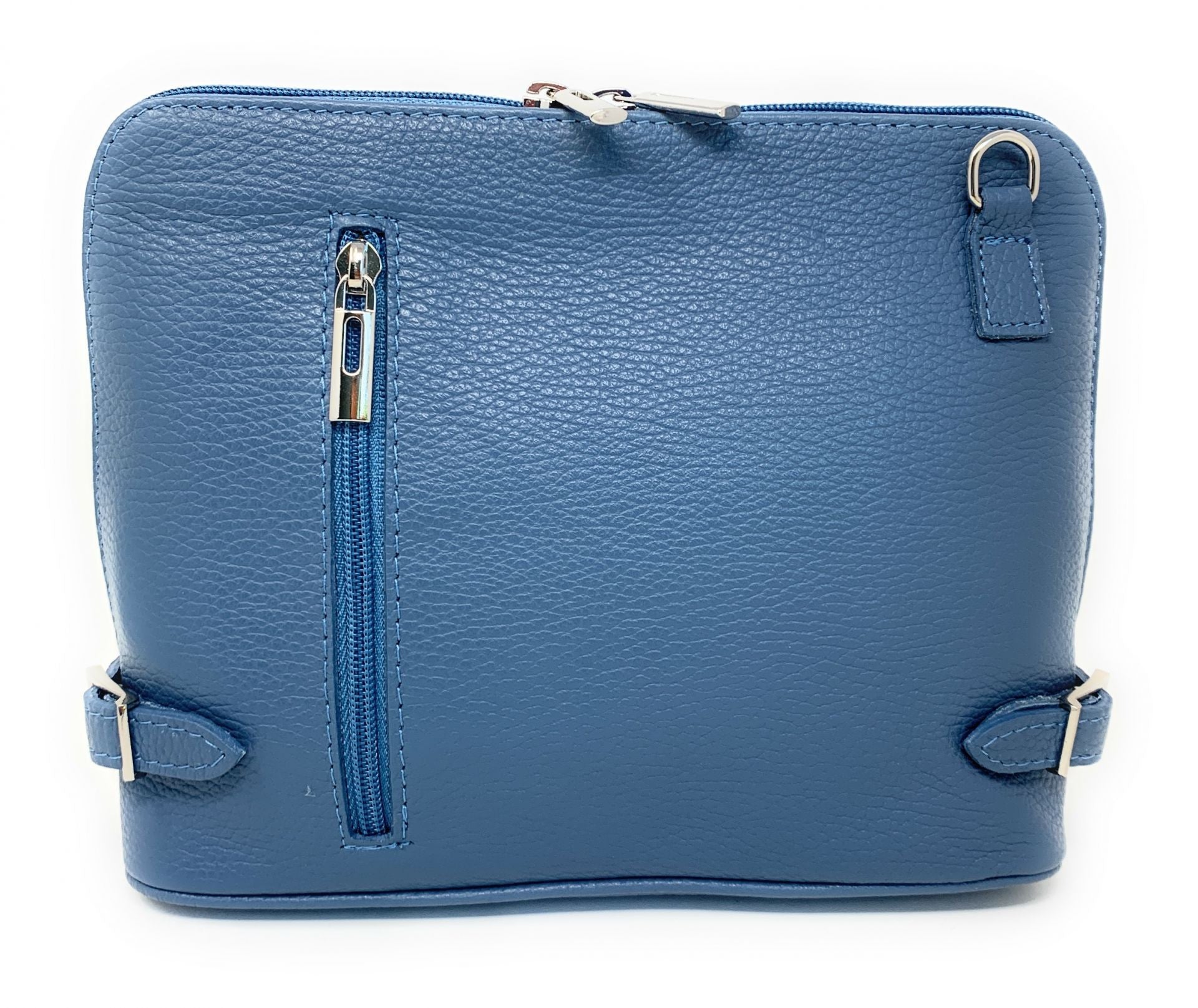 Sac à main en cuir italien grainé MAMMA MIA Bleu glacier