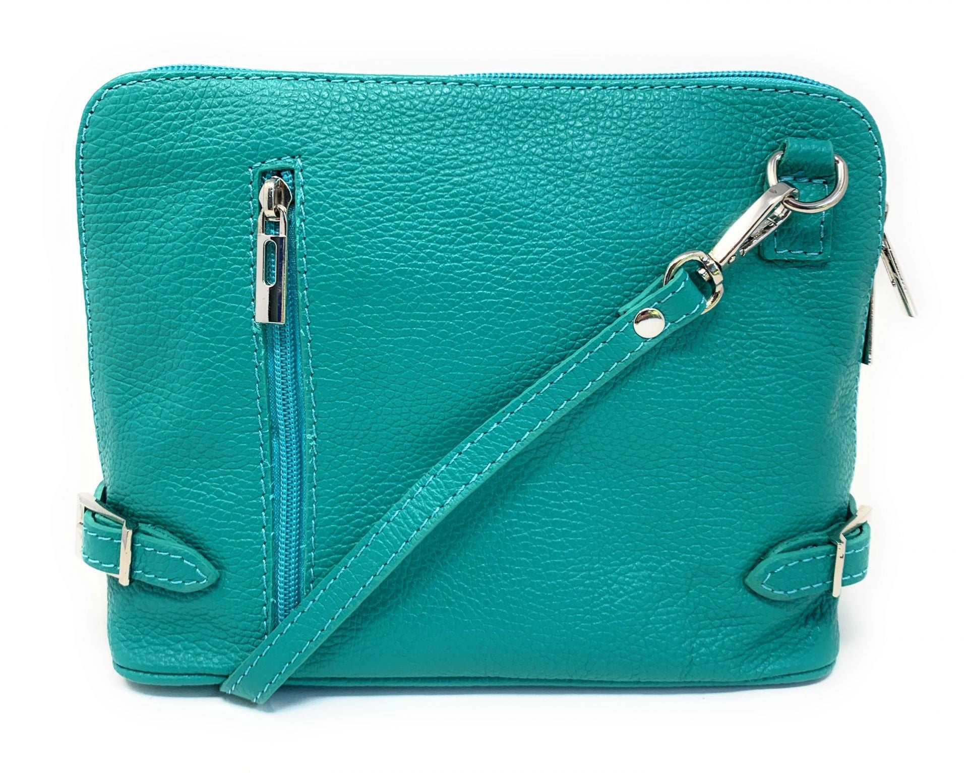Sac à main en cuir italien grainé MAMMA MIA Bleu turquoise