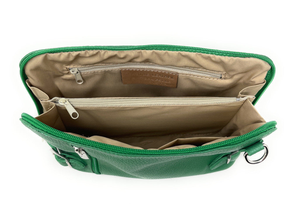 Sac à main en cuir italien grainé MAMMA MIA Vert anglais