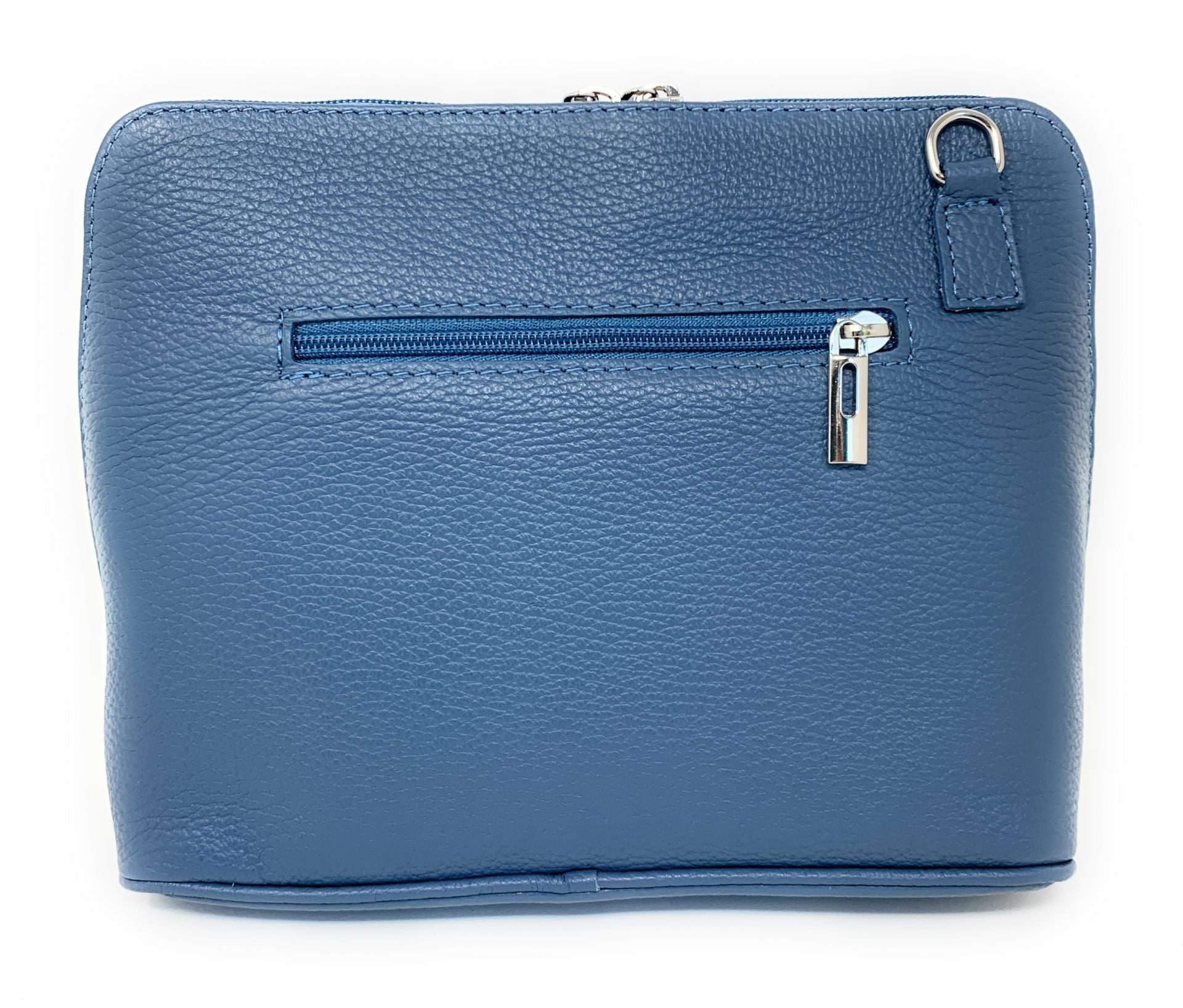 Sac à main en cuir italien grainé MAMMA MIA Bleu glacier