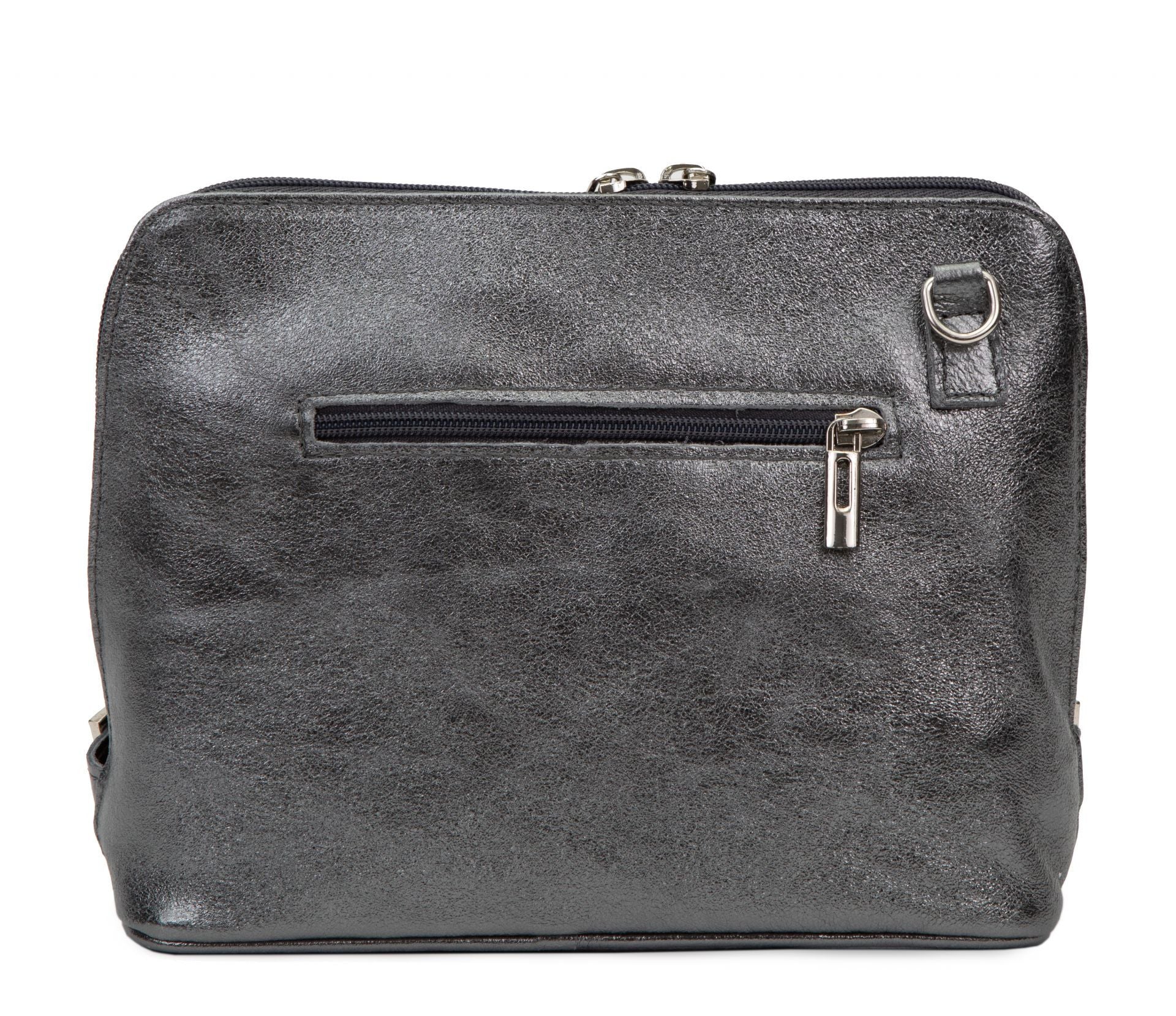 Sac à main en cuir italien grainé MAMMA MIA Argent foncé