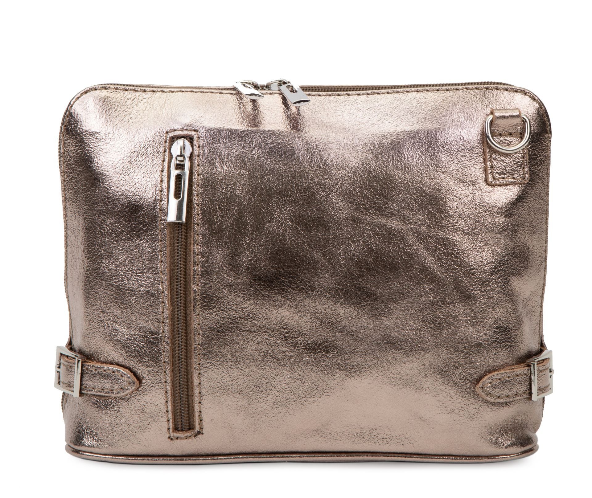 Sac à main en cuir italien grainé MAMMA MIA Champagne irisé