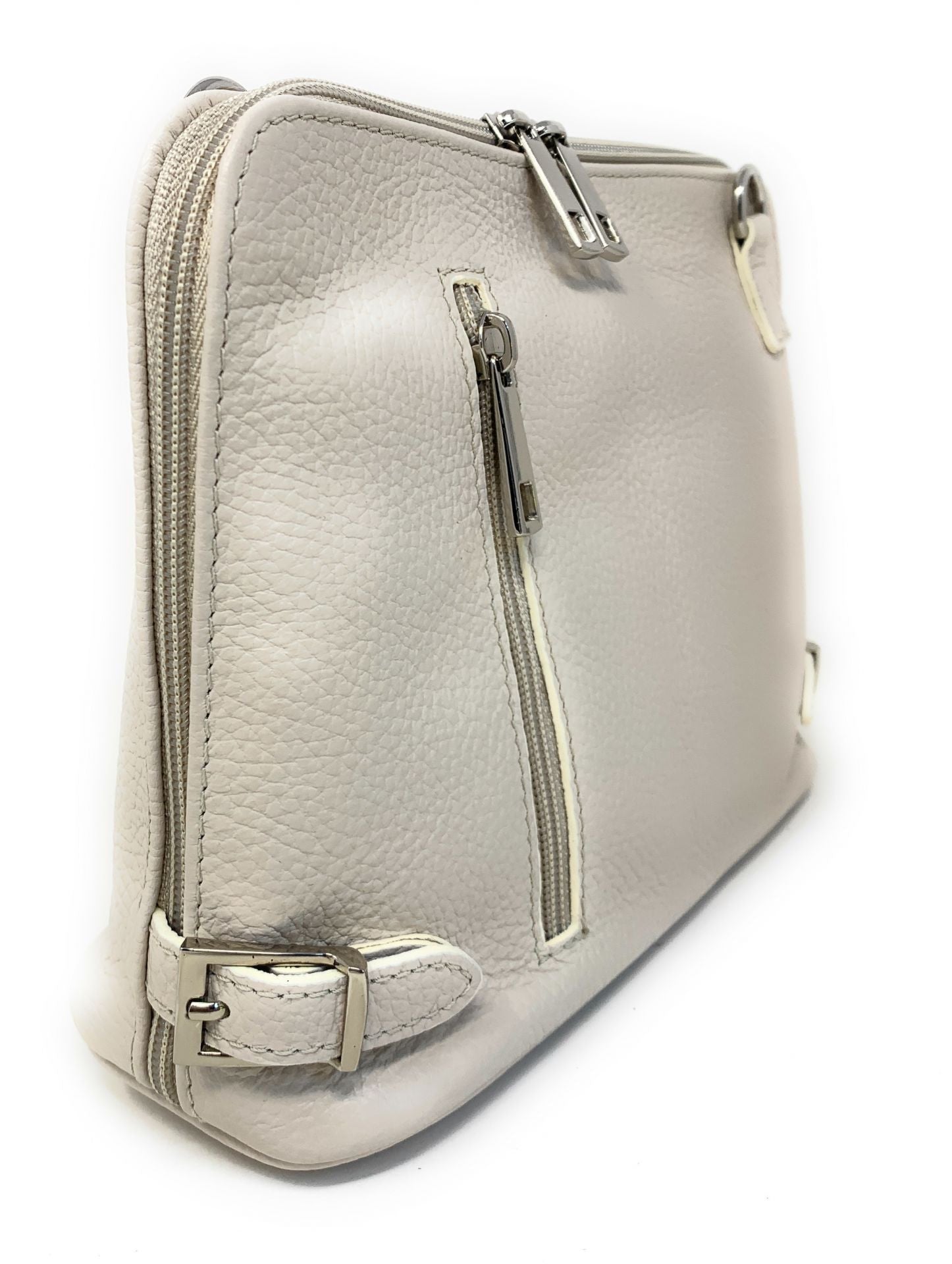 Sac à main en cuir italien grainé MAMMA MIA Beige crème