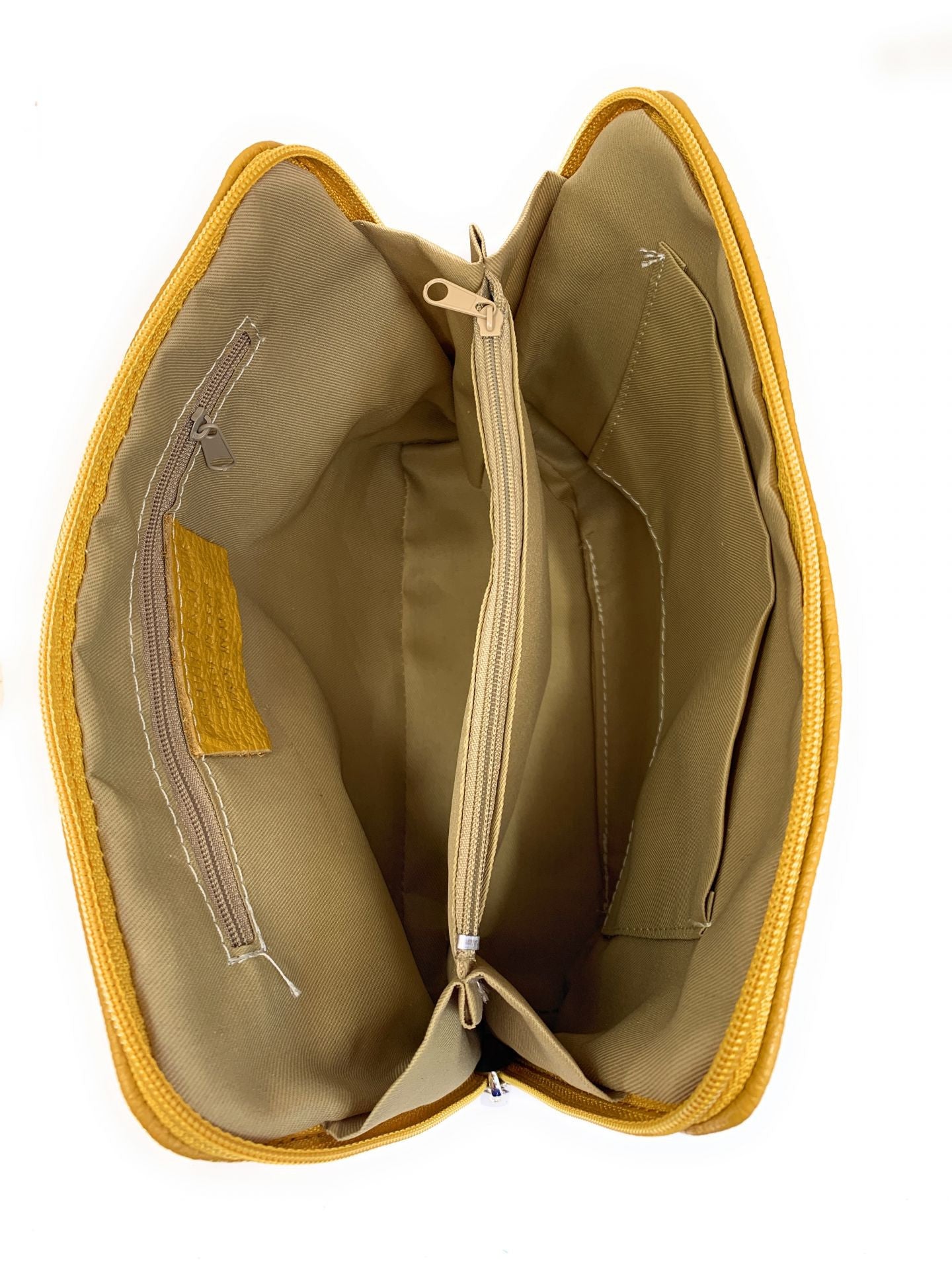 Sac à main en cuir italien grainé MAMMA MIA Jaune Moutarde