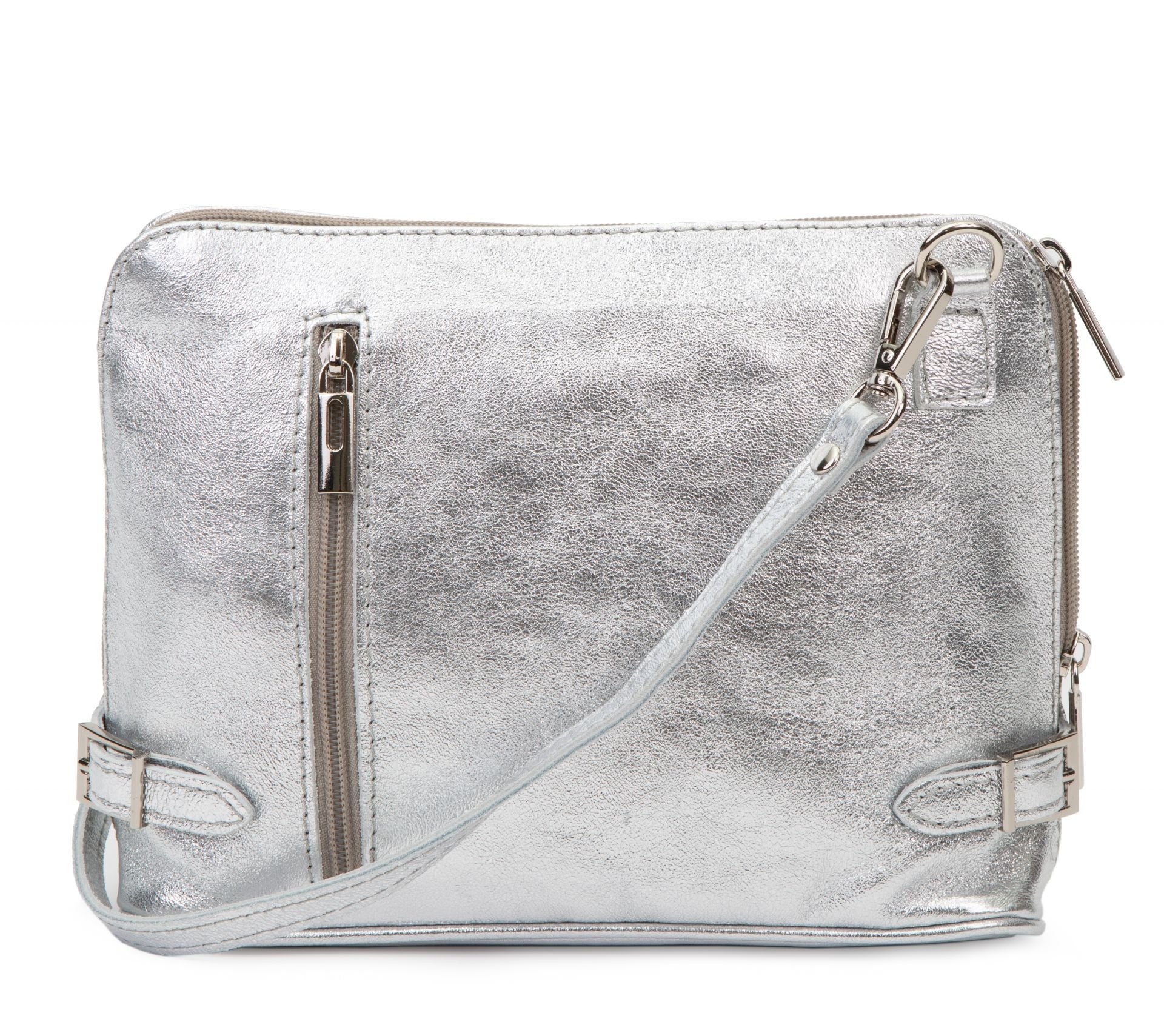 Sac à main en cuir italien grainé MAMMA MIA Argent clair