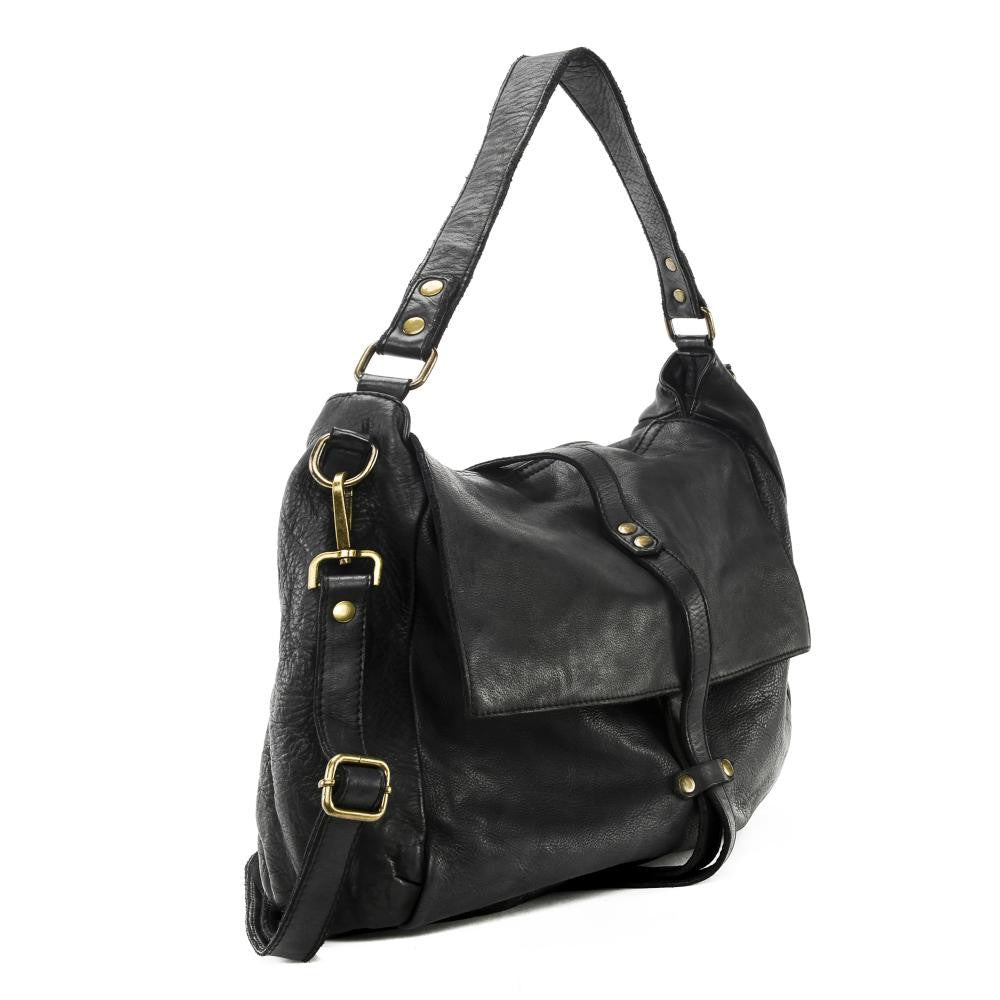 Sac messager en cuir vintage MISS CODY Noir