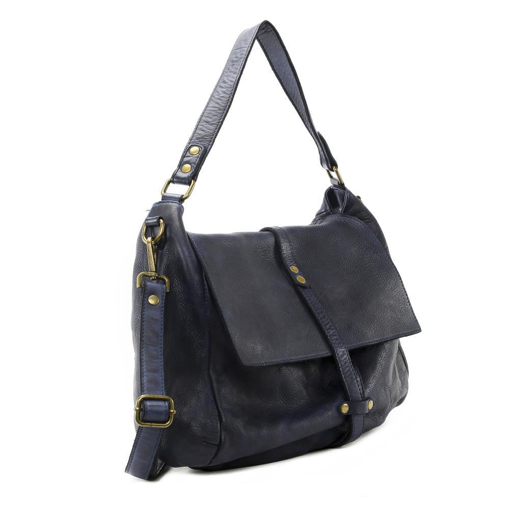 Sac messager en cuir vintage MISS CODY Bleu marine