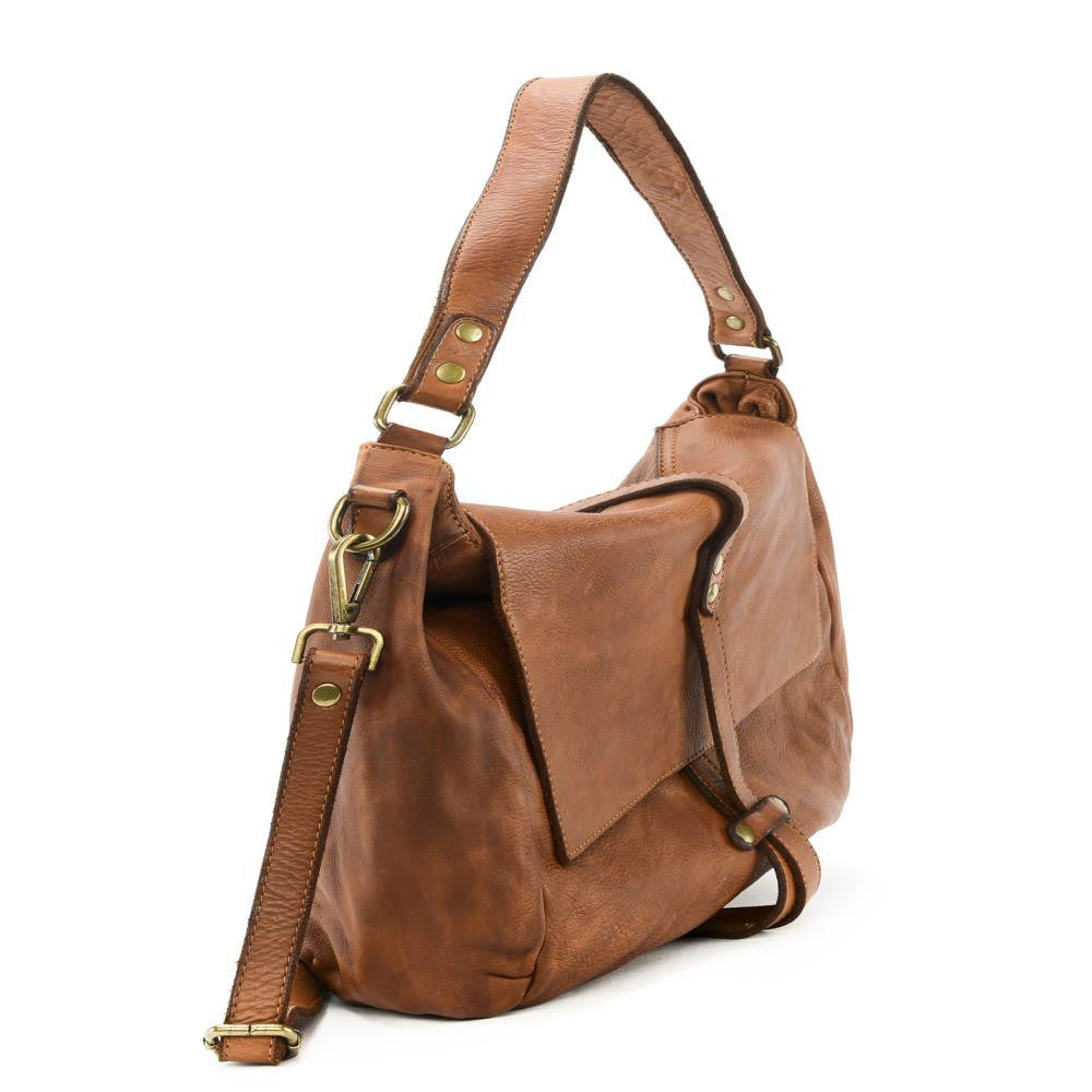 Sac messager en cuir vintage MISS CODY Cognac