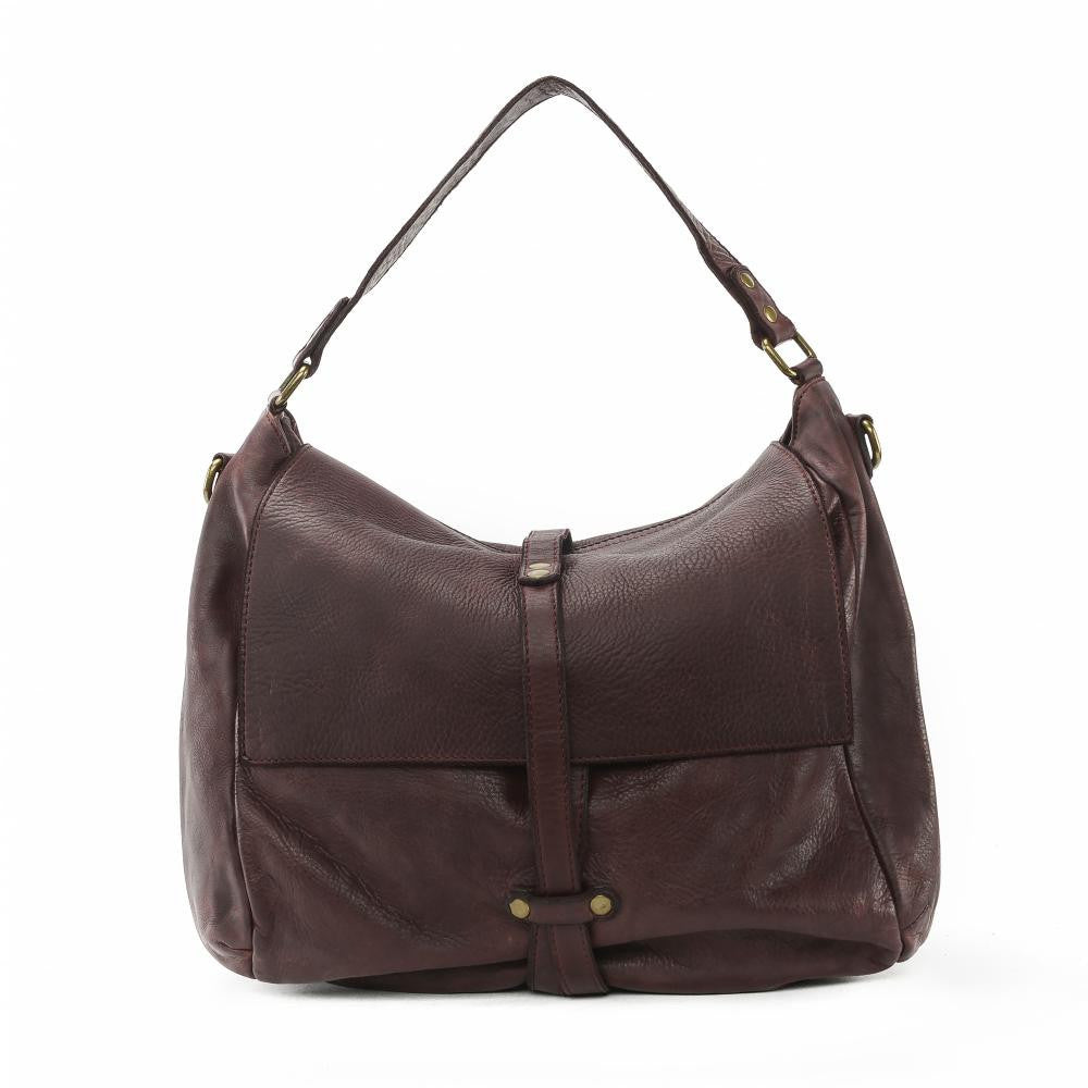 Sac messager en cuir vintage MISS CODY Prune