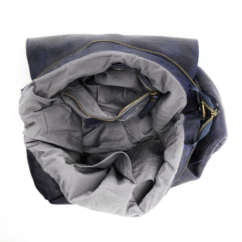 Sac messager en cuir vintage MISS CODY Bleu marine