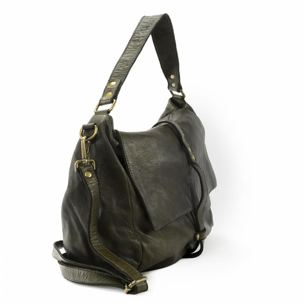 Sac messager en cuir vintage MISS CODY Kaki