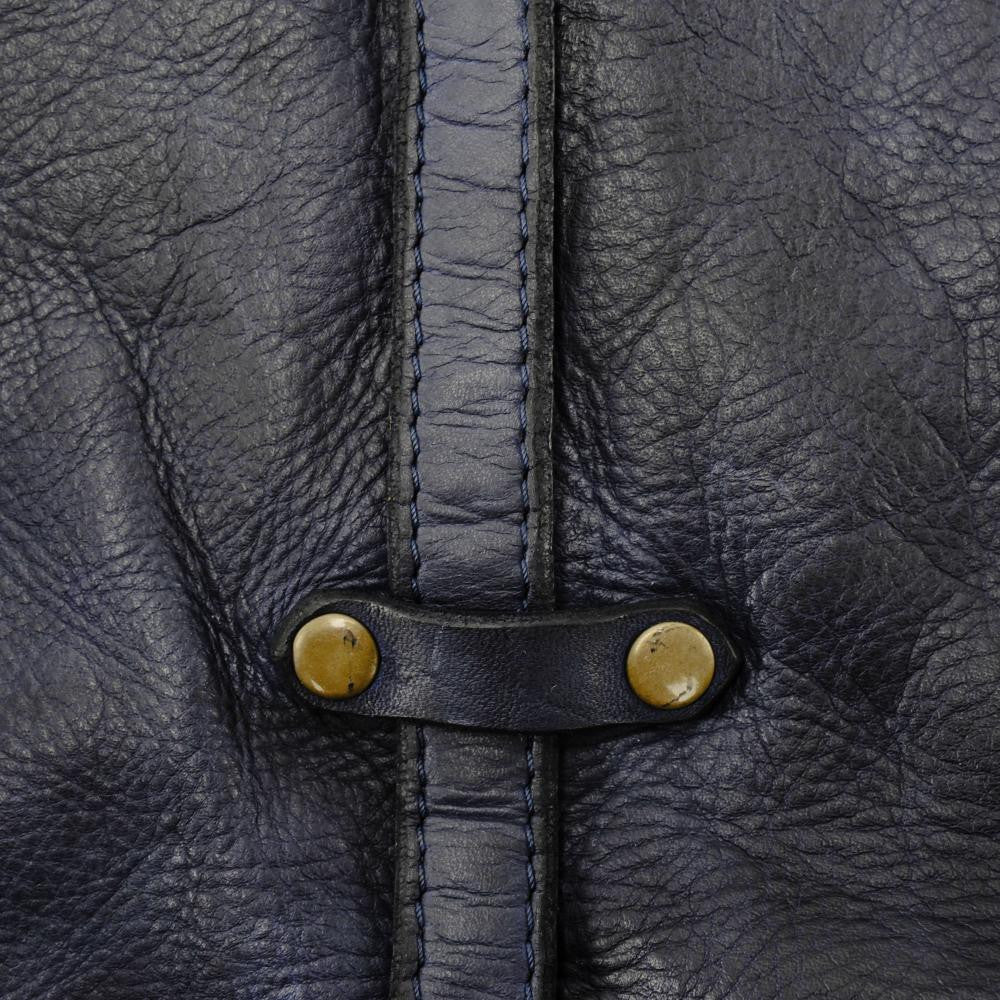 Sac messager en cuir vintage MISS CODY Bleu marine
