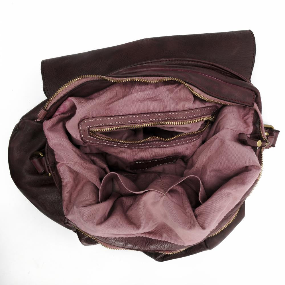 Sac messager en cuir vintage MISS CODY Prune