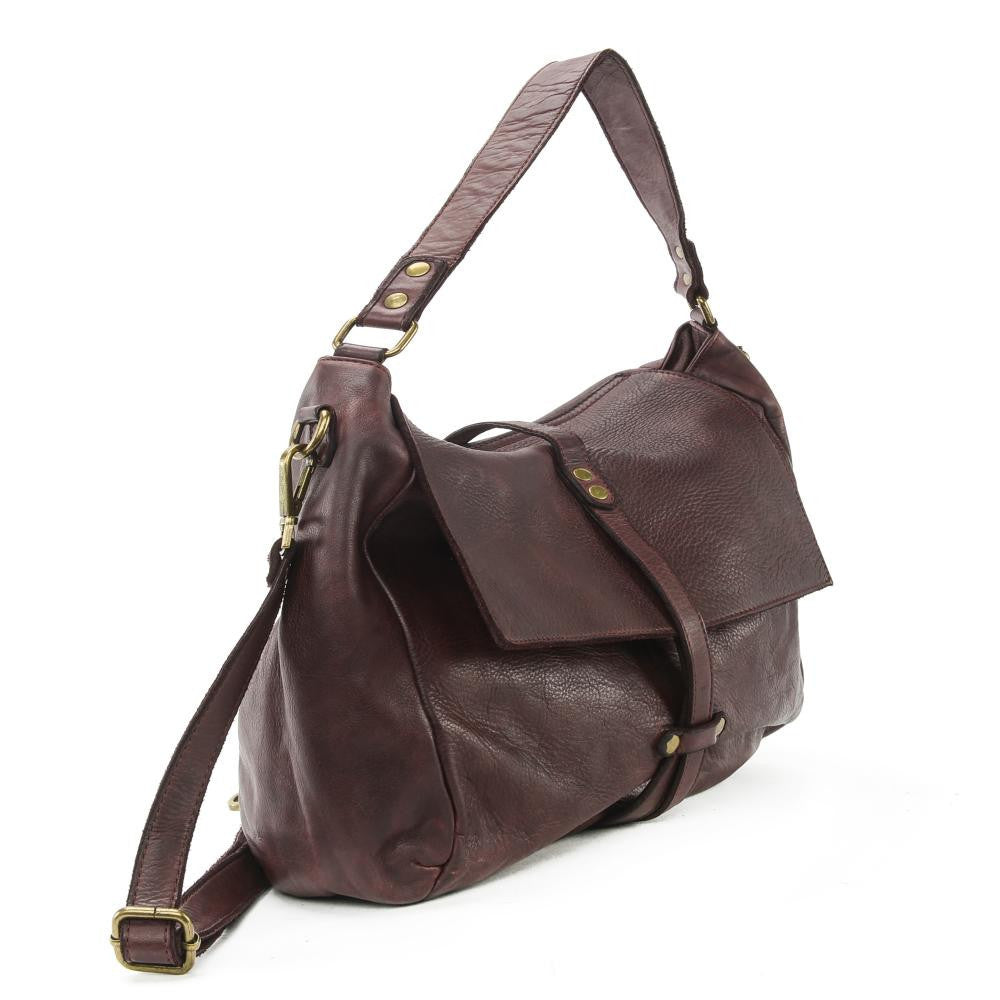 Sac messager en cuir vintage MISS CODY Prune