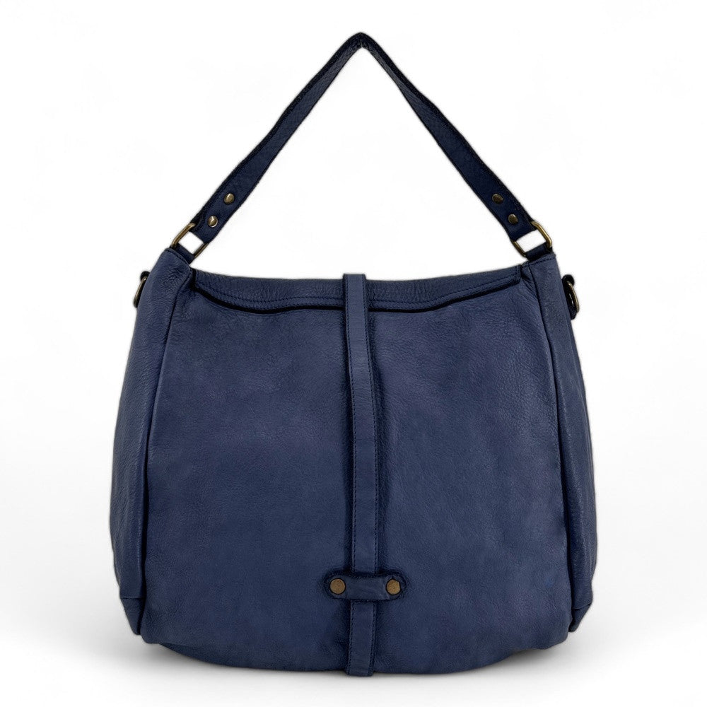 Sac messager en cuir vintage MISS CODY Bleu profond
