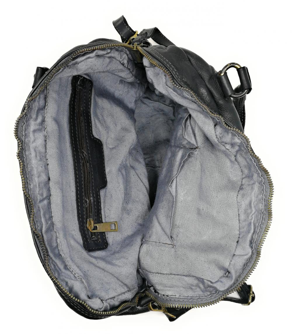 Sac bowling en cuir vintage MISS ERICA Noir